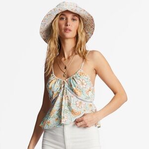 Billabong Orange Sleeveless Camisole with Tie Front Peplum